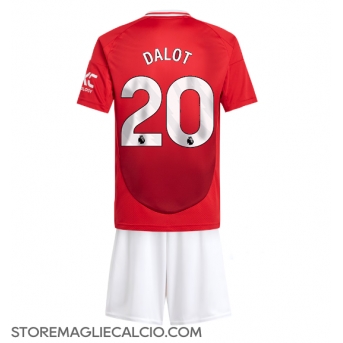 Manchester United Diogo Dalot #20 Maglia Gara Casa Repliche 2024-25 Bambino
